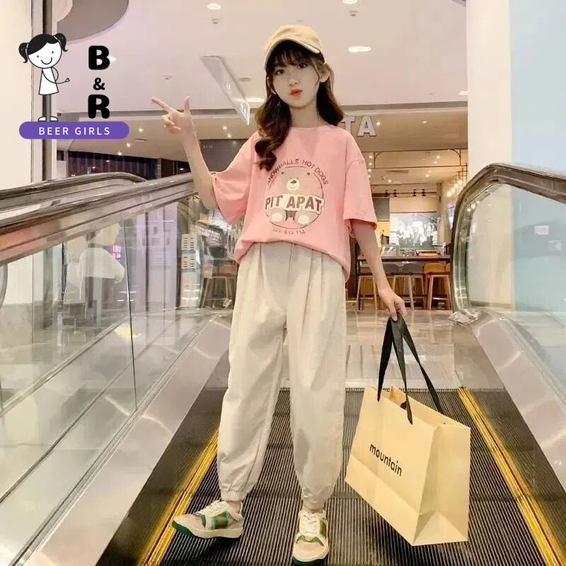 BEERGIRLS Girls summer suits new Korean version of the western style children's net red tide clothes in the sports two-pieces