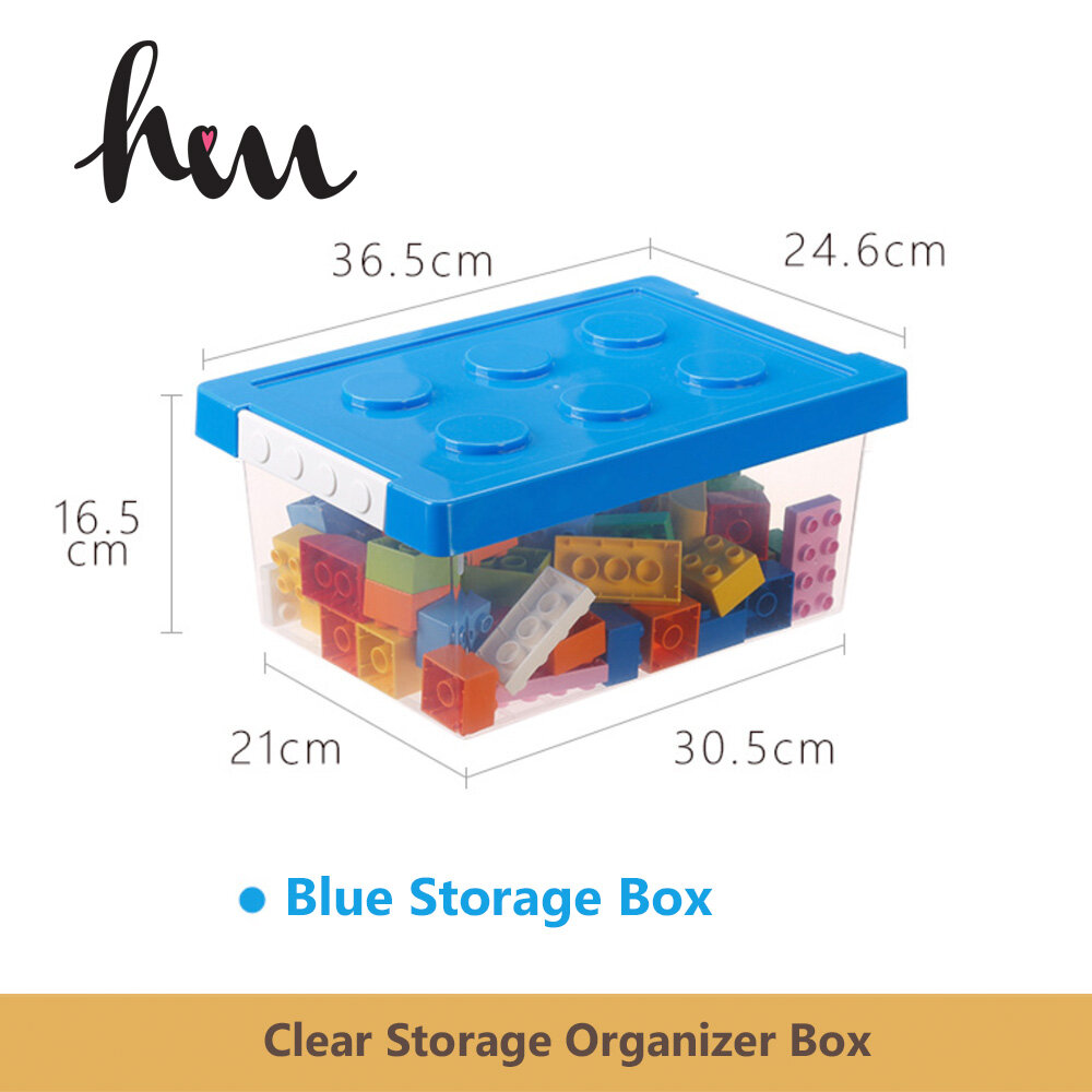 HM Clear lego Storage Box for Kids to Organize Toy Brick Easily
