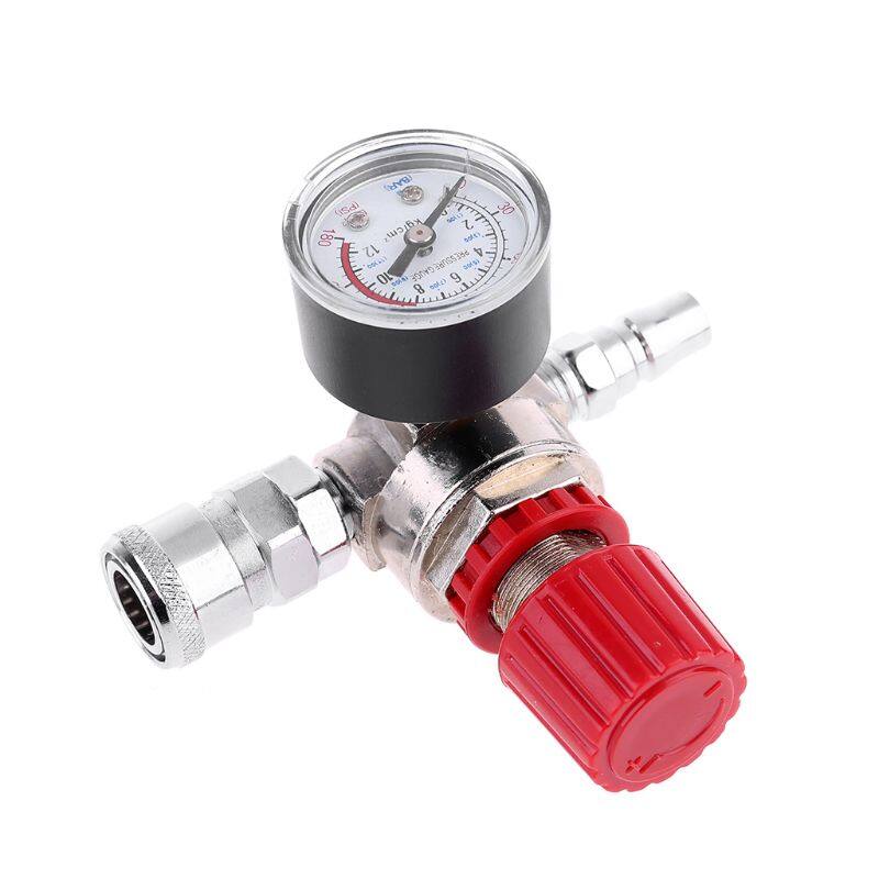 Pressure Regulator Switch Valve Gauge w Male/Female Connector for Air Compressor