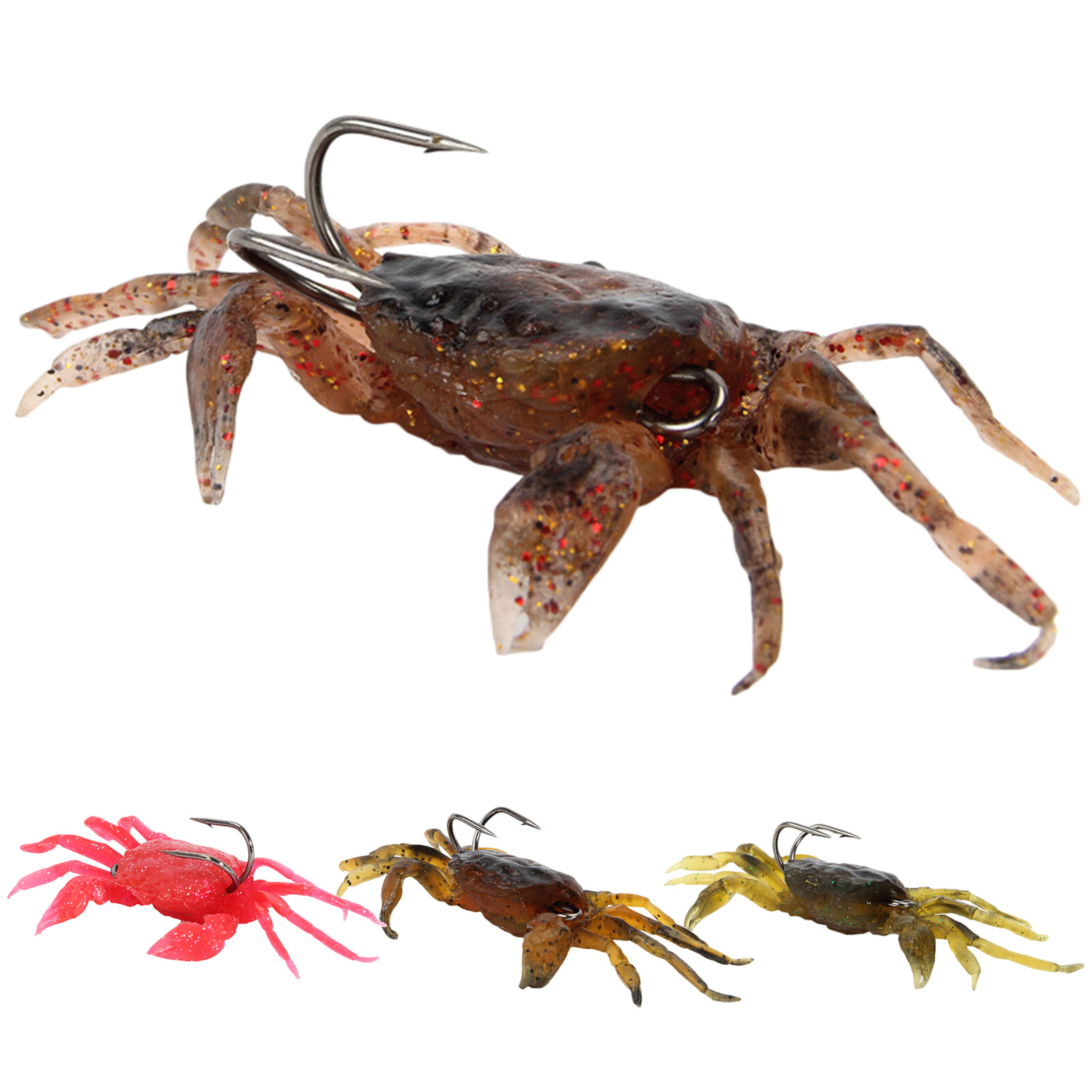 Honrane 34.5g Crab Lure Soft 3D Appearance with Hook Artificial Crab Simulation Sharp Baits Tools for Outdoor