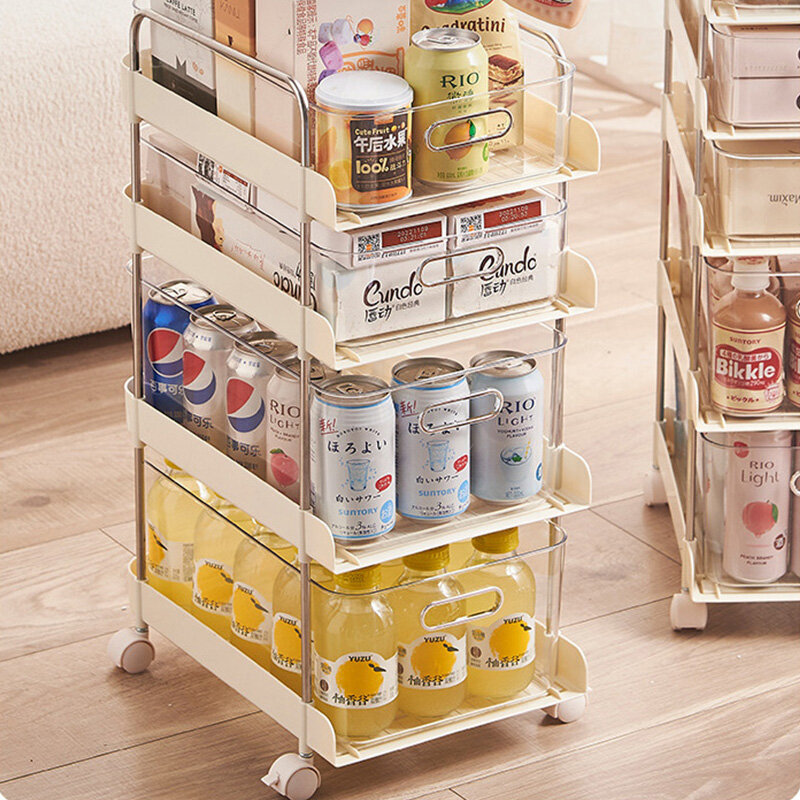 Small trolley multi-layer high-value shelf kitchen bedroom multi-functional mobile sandwich rack snack storage storage rack can be moved
