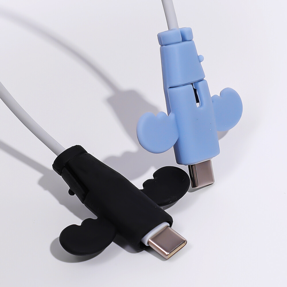 4 Ốp bảo vệ cáp dữ liệu Mini dễ thương Ốp bảo vệ tai nghe sạc điện thoại cuộn dây bền tay Cáp Silicon Chống Nứt Kiểu dáng thiên thần
