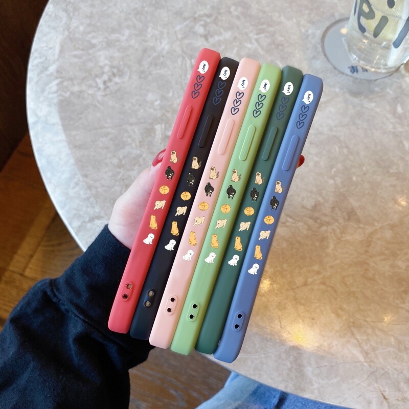 Yiwesan For Samsung galaxy Note 10 LITE Note 10 PLUS Note 20 Note 20 ULTRA Note 8 Note 9 Case with Cartoon Cute dog cat Square Edge Pattern Liquid original Casing Full back Cover Camera Shockproof cases Protection phone Case