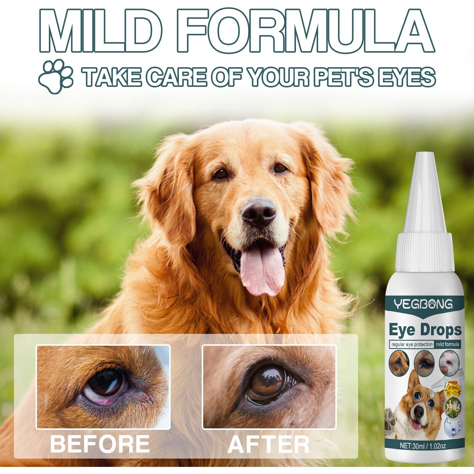 Dog Cataract Eye Drops 30Ml Treat Cat Pet Elderly Dog Early Keratitis To Tear Stains Pet Eye