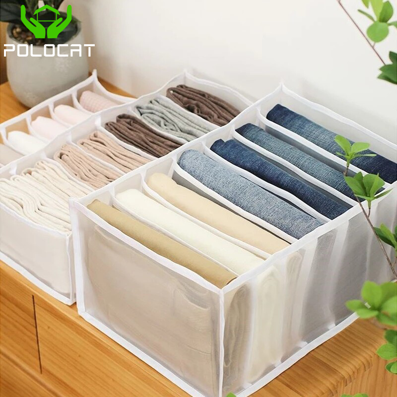 Polocat Hộp Đựng Quần Bò Ngăn Kéo Quần Áo Tủ Quần Áo Hộp Lưới Ngăn Cách Ngăn Kéo Quần Xếp Chồng Có Thể Giặt Đồ Gia Dụng #1