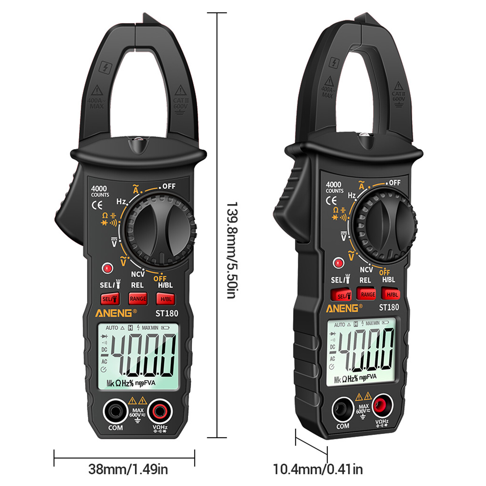 Farfi ST180 Digital Clamp Meter Auto Ranging AC/DC Voltage Flashlight High Accuracy Electrical Tester Multimeter for Household Electrical Tester Meter
