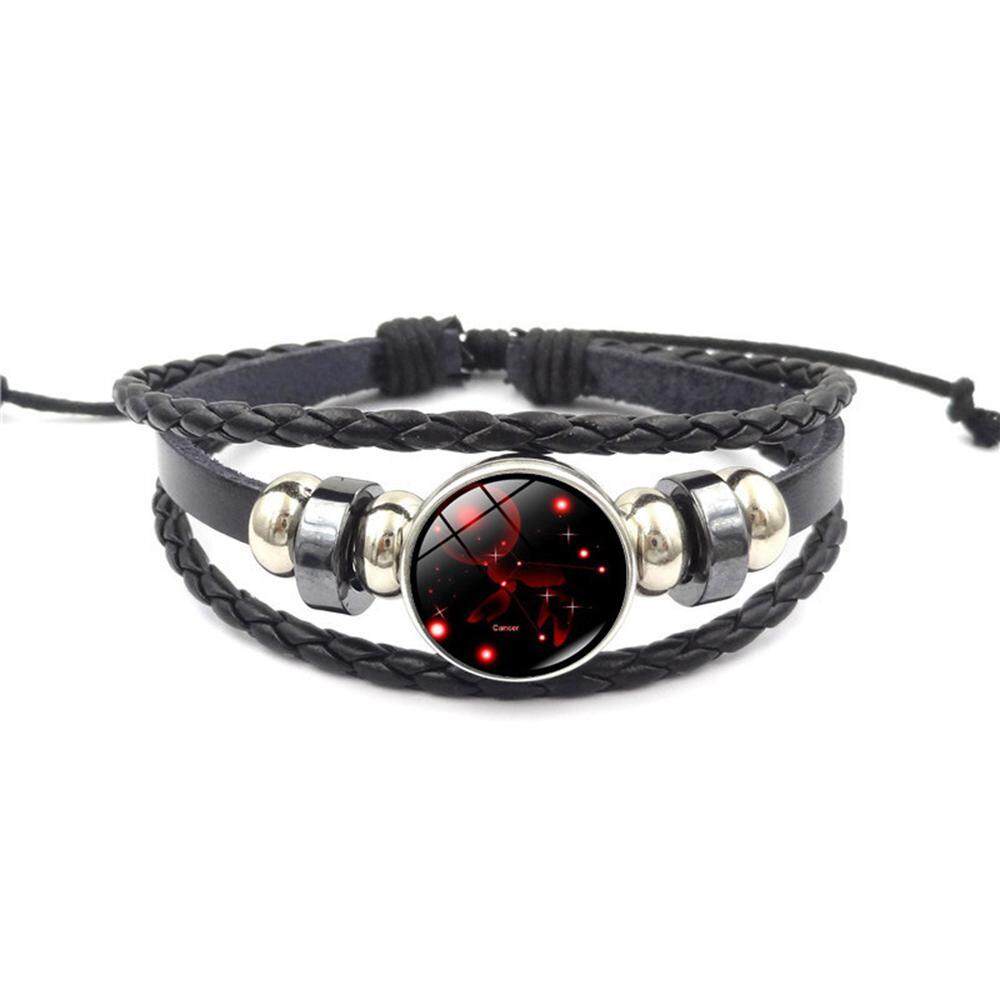 Etersummer Rasi Gelang Retro 12 Rasi Beaded Kulit Anyaman Tangan Hadiah Ulang Tahun Gelang Perhiasan untuk Pria dan Wanita dari Segala Usia, remaja Perempuan, Anak Laki-laki