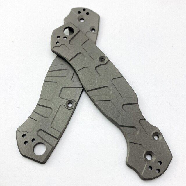1 Pair Titanium Alloy Knife Blade Handle Grip Patch for Spyderco