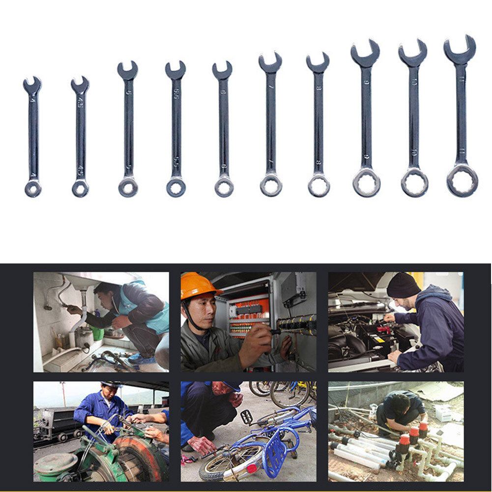 10pcs Metric/Imperial Small Mini Combination Wrench Spanner Set Tools Set (4mm - 11mm)