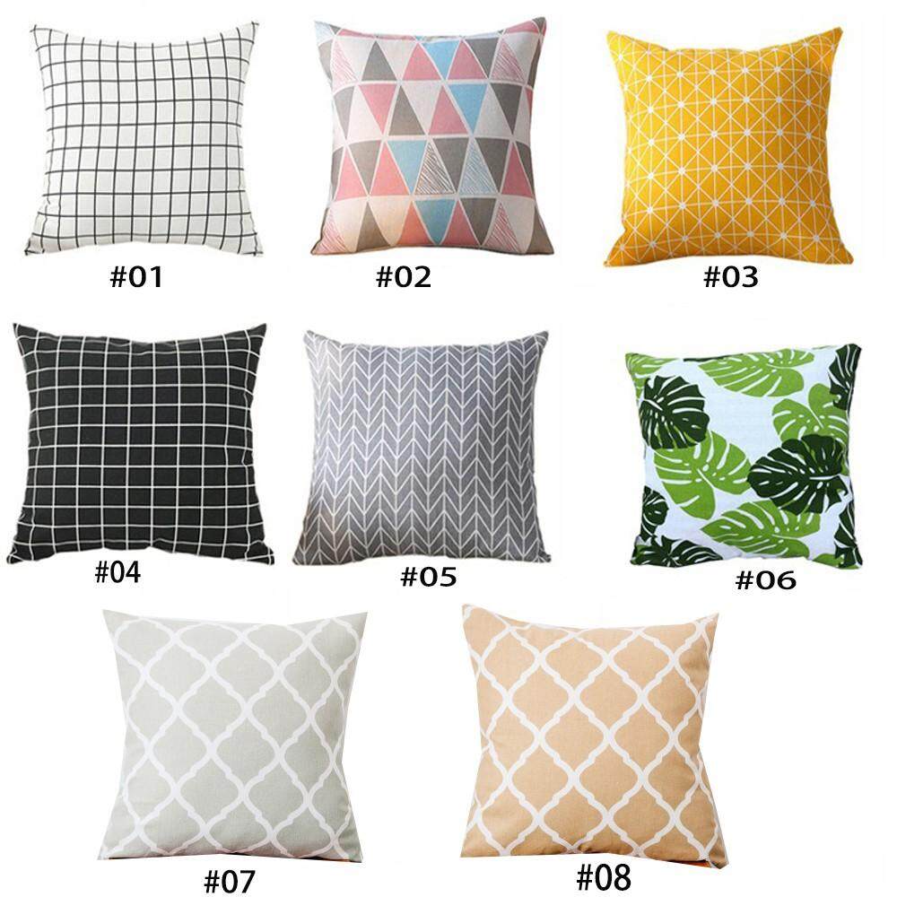 Pillowcase Sofa Pillow Cotton Flax Geometric Cushion Cover 45 45cm