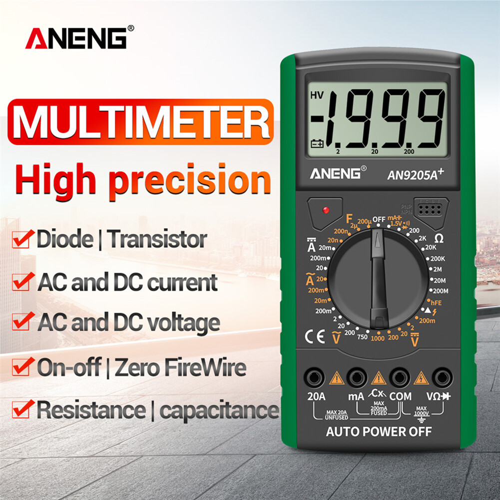 ANENG AN9205A+ LCD Display 1999 Counts Digital Multimeter Portable Voltmeter 180x90x35mm