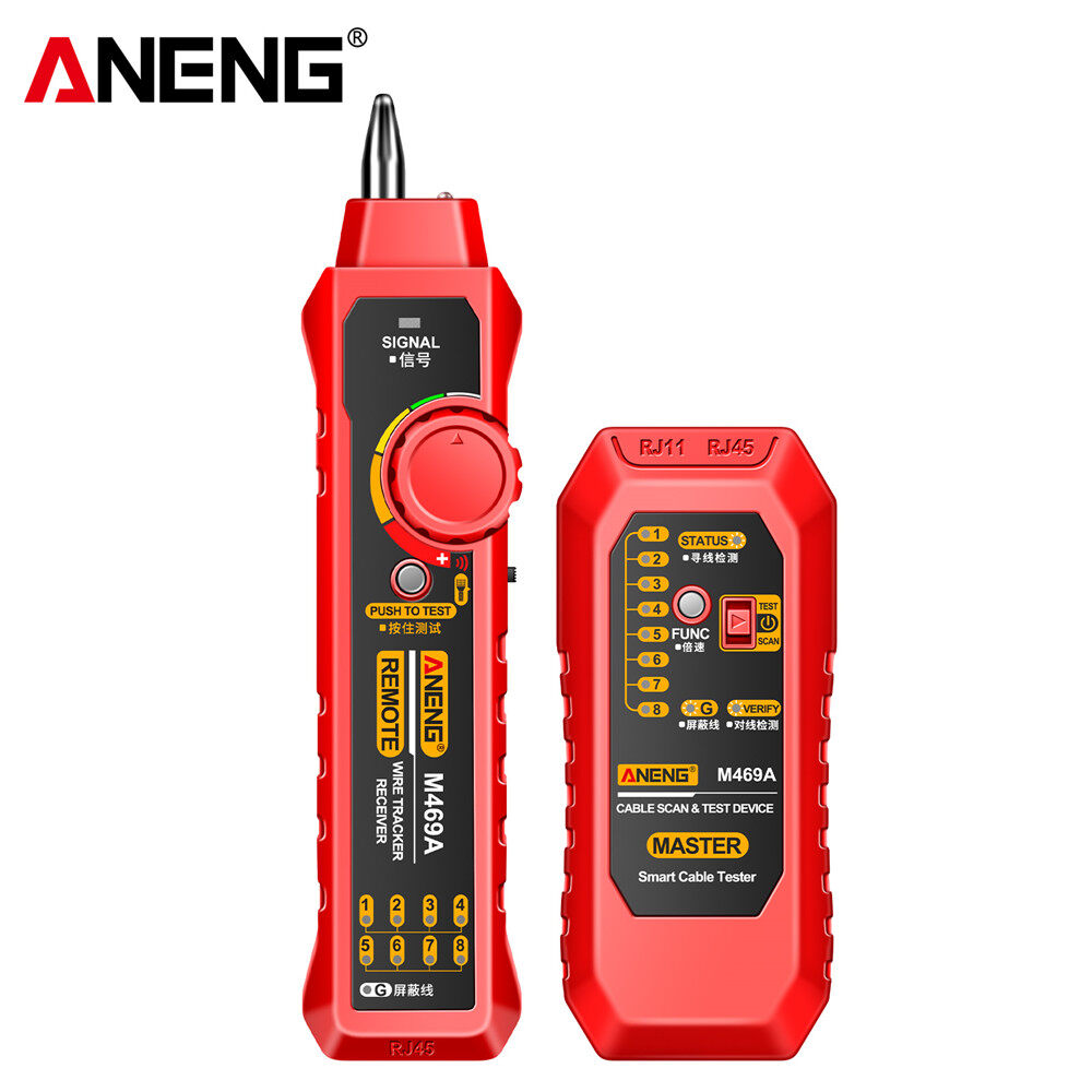 ANENG M469A LAN Cable Tester Finder RJ45 RJ11 Wire Tracker Receiver Multi Test Networking Tool with Flashlight Network Repair Tool