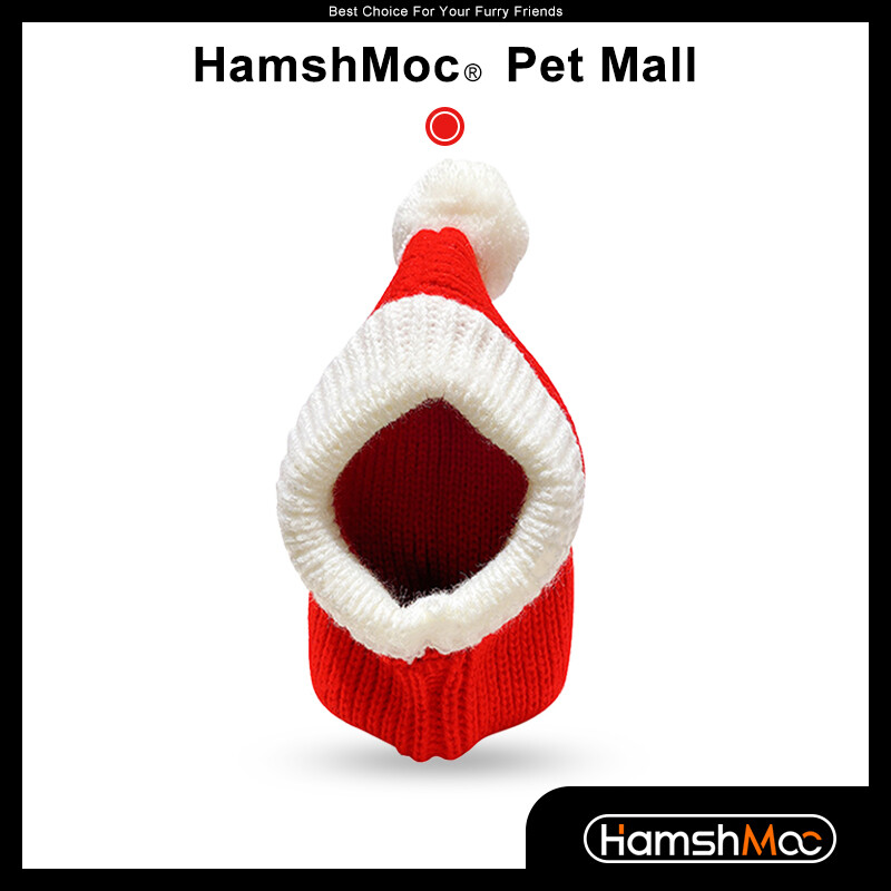 HamshMoc Soft Pet Christmas Hat Knitted Dog Santa Hat Pet Caps with Pompon Cute Pet Costumes Santa Outfit for Small Dog Cat Puppy Christmas Supplies