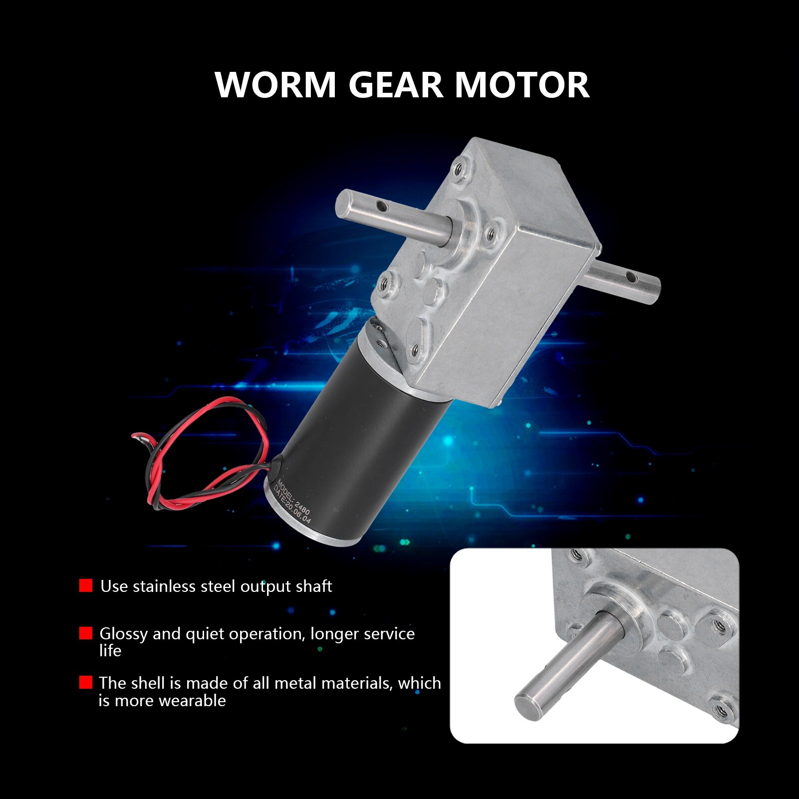 Worm Motor, Small Size DC Motor Low Noise for Office Equipment