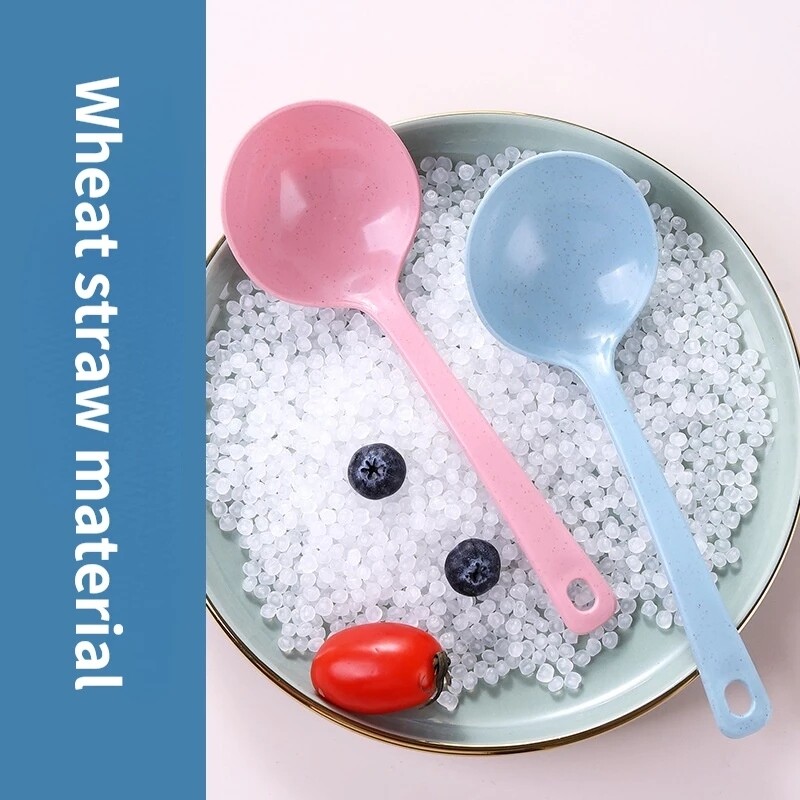 Candy Color Soup Spoon Wheat Stalk Spoon Kitchen Healthy Tableware Dining Table Spoon