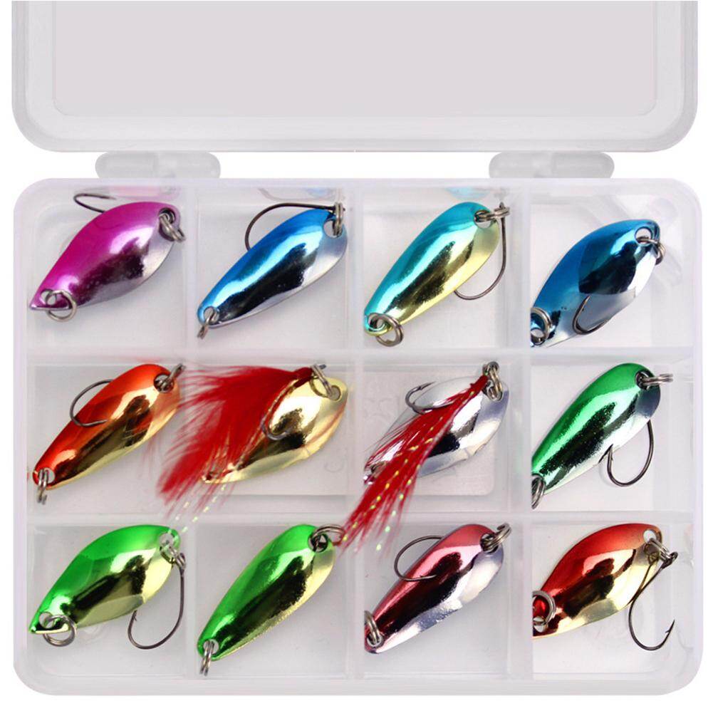 12Pcs/Set 2.5G~3G Multiple Shape Full Metal Bright Fishing Lure Bait
