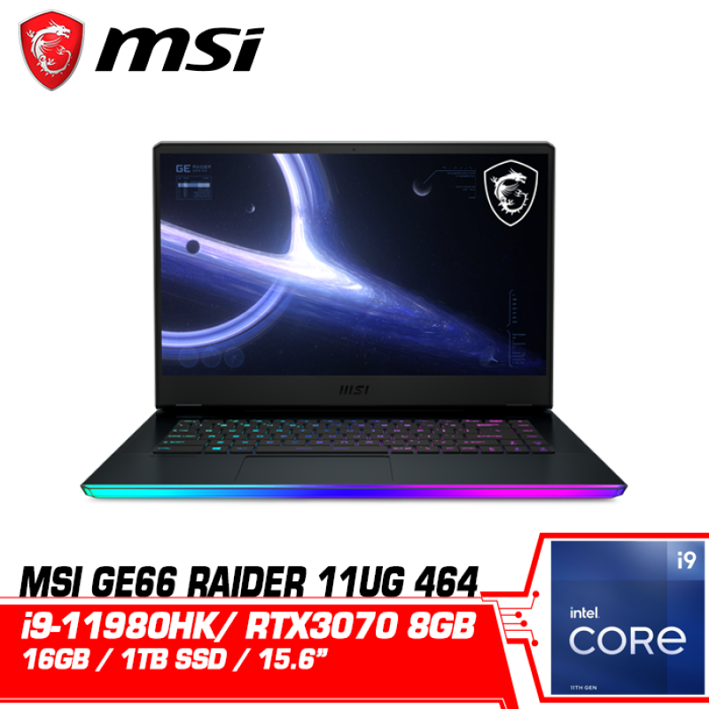 MSI Gaming Laptop GE66 Raider 11UG 464 (15.6 Inch QHD IPS 165Hz | Intel i9 11980HK | 16GB RAM | 1TB SSD | Nvidia RTX3070 8GB | Windows 10 | 2 Years Warranty | 2.38KG) Malaysia