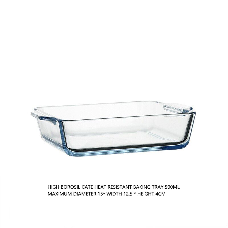 Transparent Microwave Oven Glass Bakeware Saucepan Tray Household Large Capacity Dinner Plate Binaural Storage Tablewar