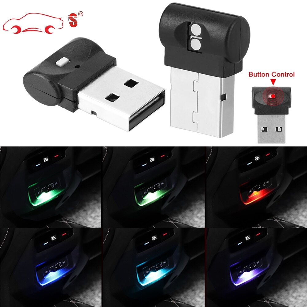 1 chiếc đèn usb mini 7 màu đèn led mô hình đèn trang trí nội thất xe hơi đèn xung quanh xe ô tô, đèn nội thất neon hàng hóa xe hơi