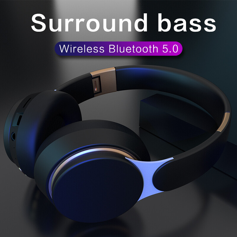 Wireless Headphones Bluetooth--compatible Headset Foldable Stereo Adjustable Earphones With Mic
