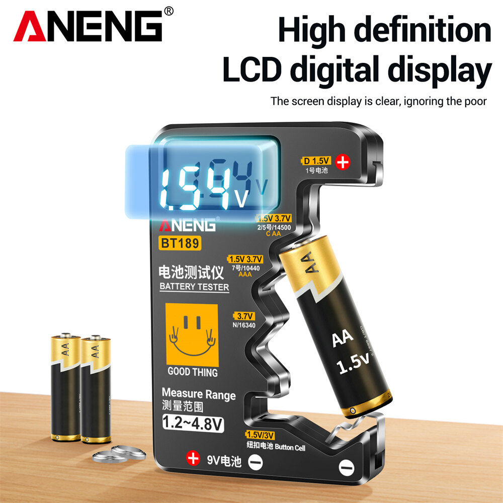[Battery tester, checker, power detector, digital lcd display, measuring instrument（Red/Black）,Battery tester, digital power detector, LCD LED display, measurement instrument (red/black),]