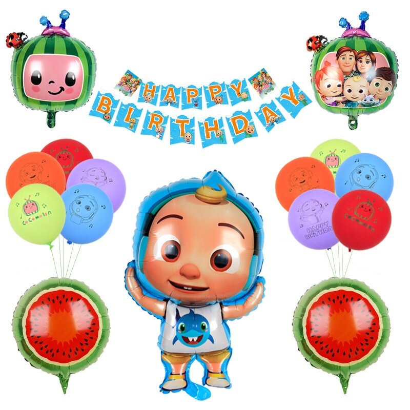 Cocomelon JJ Moonbug Birthday Party Foil Balloon Decoration Set Big ...