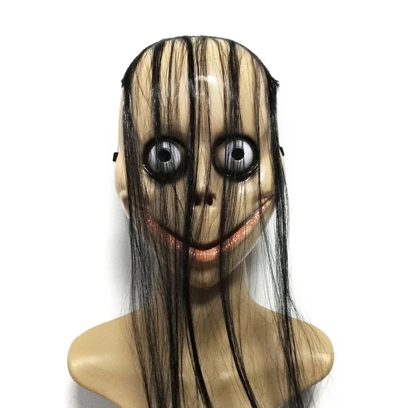 MoMo Desafio Meme Horror Assustador Chapelaria Halloween Bola Cosplay  Adereços V-Shaped Boca Máscara com Cabelo - AliExpress