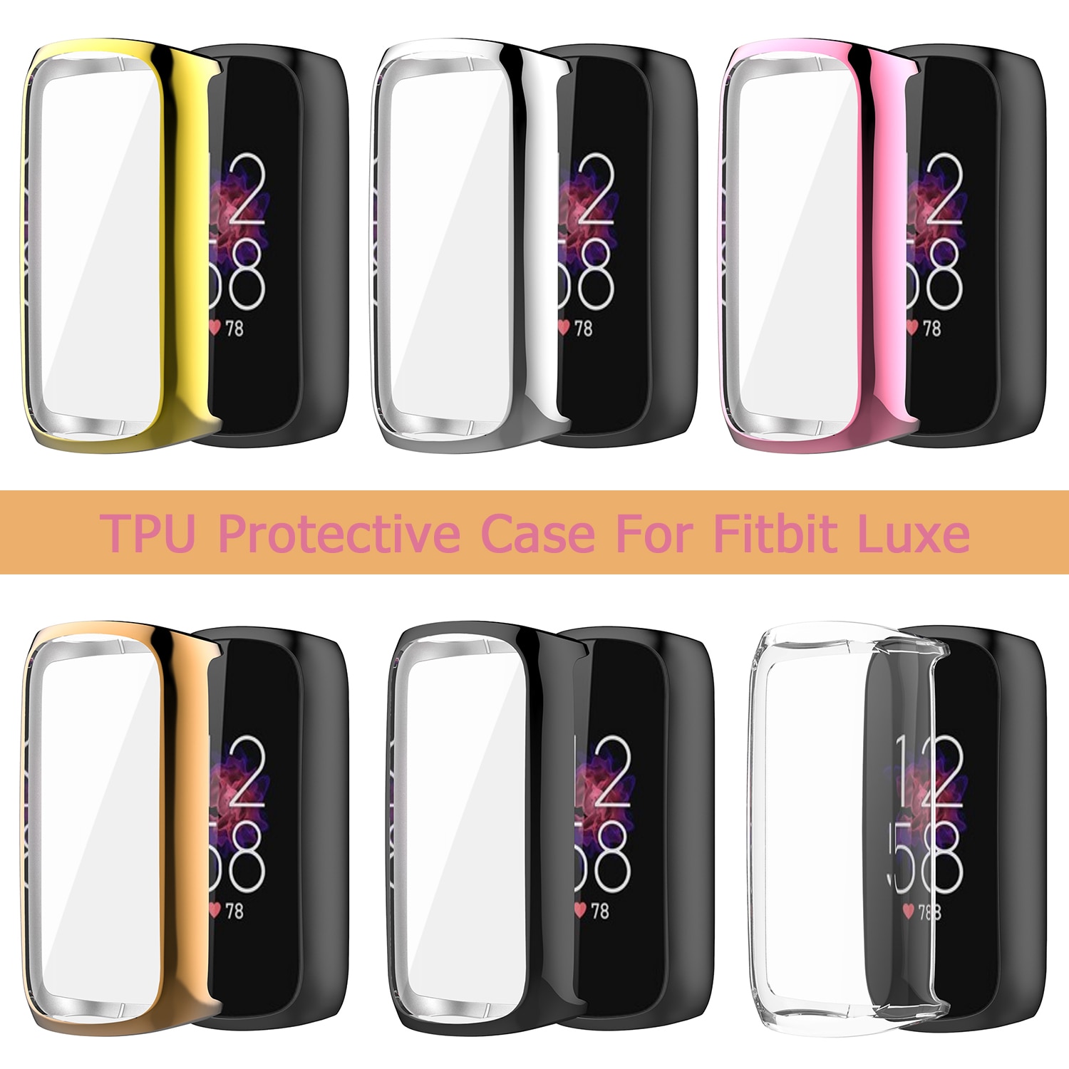 Ốp Bảo Vệ Mới, Ốp Bảo Vệ Màn Hình Cho Fitbit Luxe Dây Đeo Đồng Hồ Fitbit Luxe Ốp Lưng TPU Bền Mạ Chống Sốc