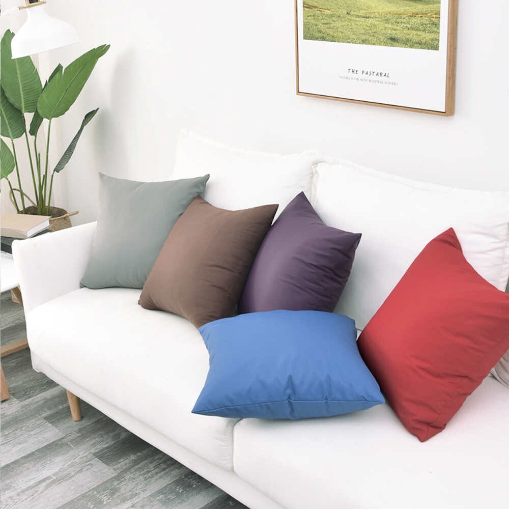 45 X 45cm Plain Solid Color Square Throw Pillow Cushion Cover Home Sofa Decorative Home Garden Decor Pillow Case Plain Solid Color Classic Cotton