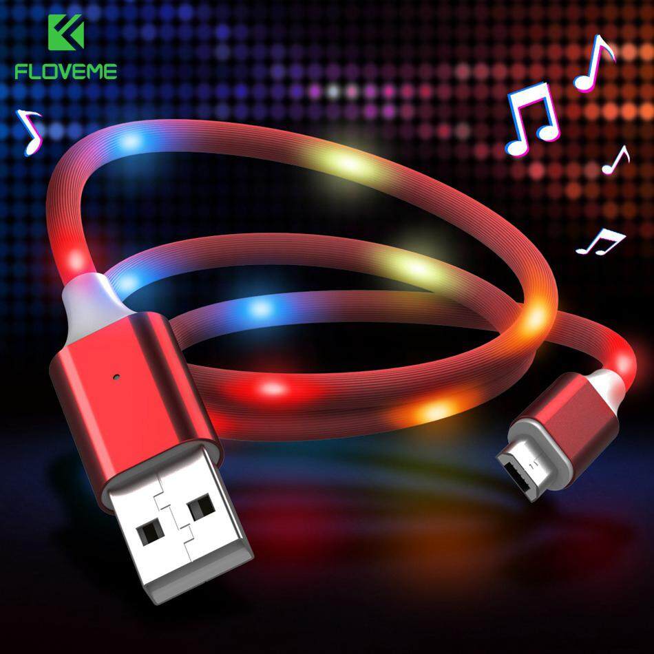 Floveme 2A Cepat Pengisian Tipe C Kabel untuk Samsung S10 S9 LED Kontrol Suara Usb C Kabel untuk Xiaomi Redmi Note 7 4X Kabel Mobile
