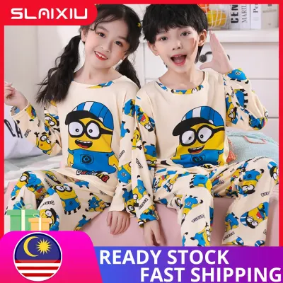 SLAIXIU Cartoon Nightwear Kids Girls Pyjamas Long Sleeve Sleepwear Tops + Pants for Children Girl Pajamas Clothing (1 set)