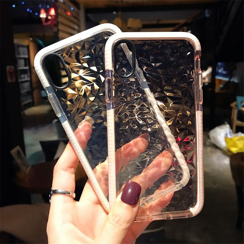 Simple White Pink Black Diamond Pattern Soft Case iPhone 14 14Pro 14Plus 14Promax 13 13pro 13promax 12 12pro 12promax 11 11pro 11promax 6 6S 6Plus 6SPlus 7 7Plus 8 8Plus X XS XR XSmax SE 2020 Phone Cover Casing
