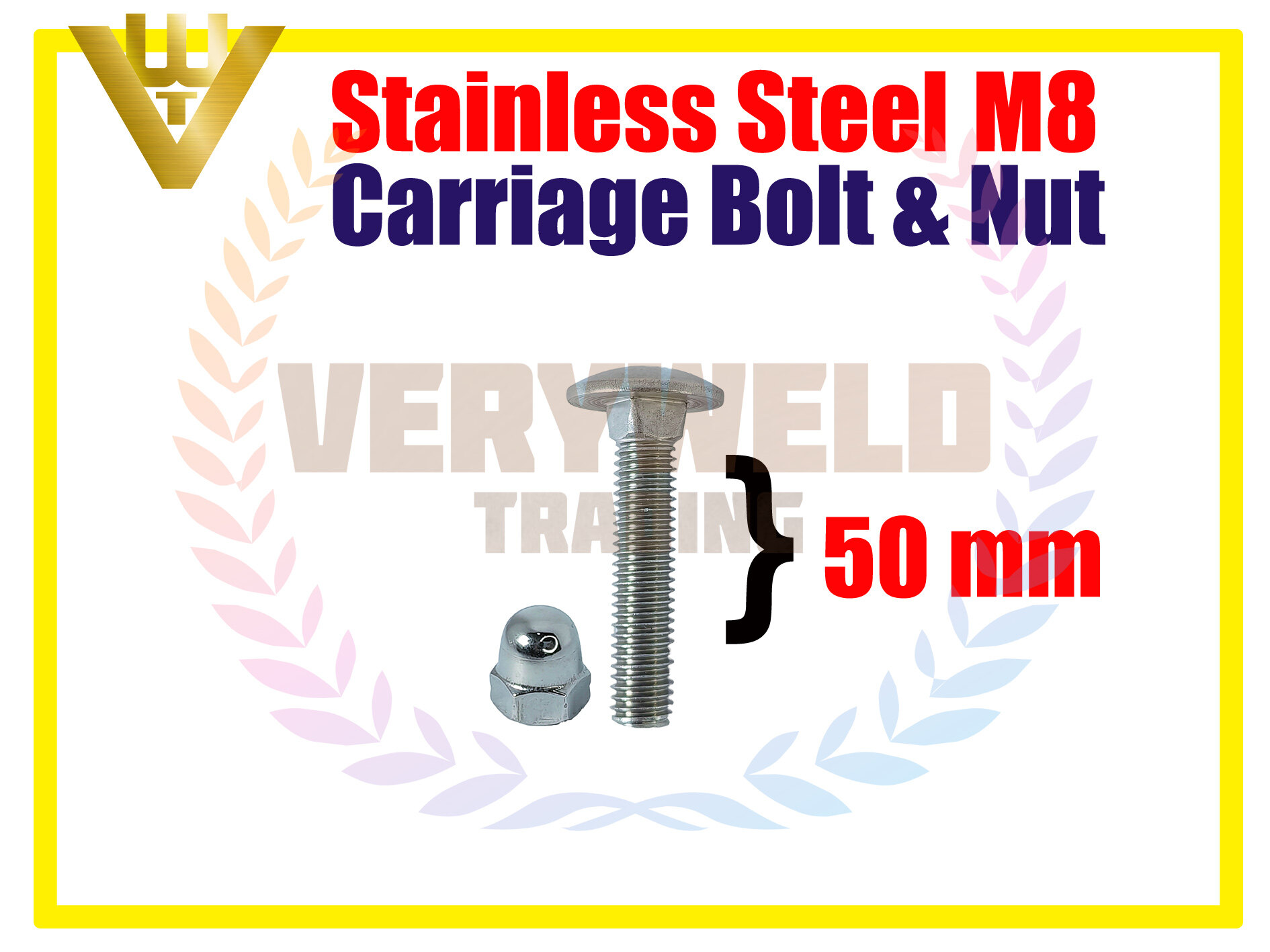 VERYWELD Stainless Steel Carriage Screw Bolt Nut / Aluminium Gate Screw