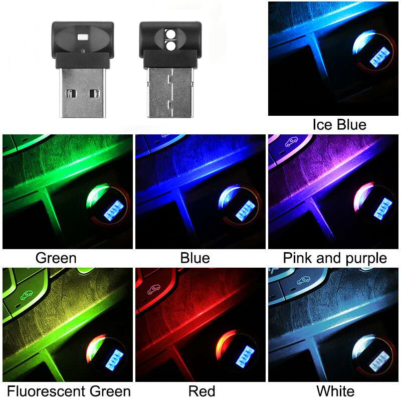 EKLEVA Đèn LED Xe Hơi Mini USB, Đèn Tạo Không Khí Nội Thất Ô Tô Đèn Trang Trí, Đèn Khẩn Cấp Đèn Tự Động Nhiều Màu Cho PC Phụ Kiện Xe Hơi