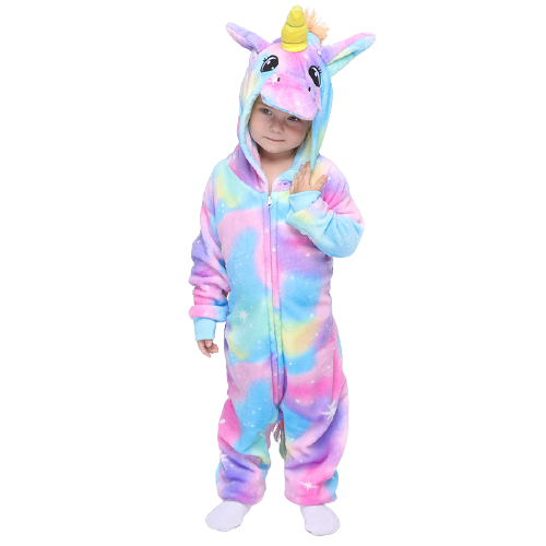 Áo Liền Quần Trẻ Em Kigurumi, Đồ Ngủ Kỳ Lân Cho Trẻ Em Vải Flanen Hoạt Hình Động Vật Trang Phục Trẻ Em, Mùa Đông Licorne Jumpsuit