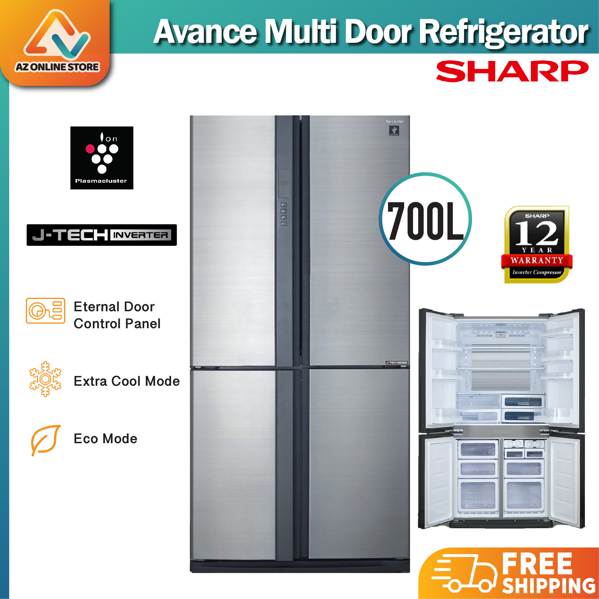 sharp 700l inverter refrigerator sjf85vmss