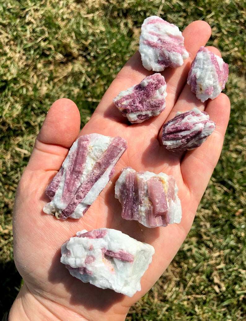 Pink Tourmaline Stone - Rough Pink Tourmaline Crystal - Raw Pink Tourmaline In Matrix Quartz