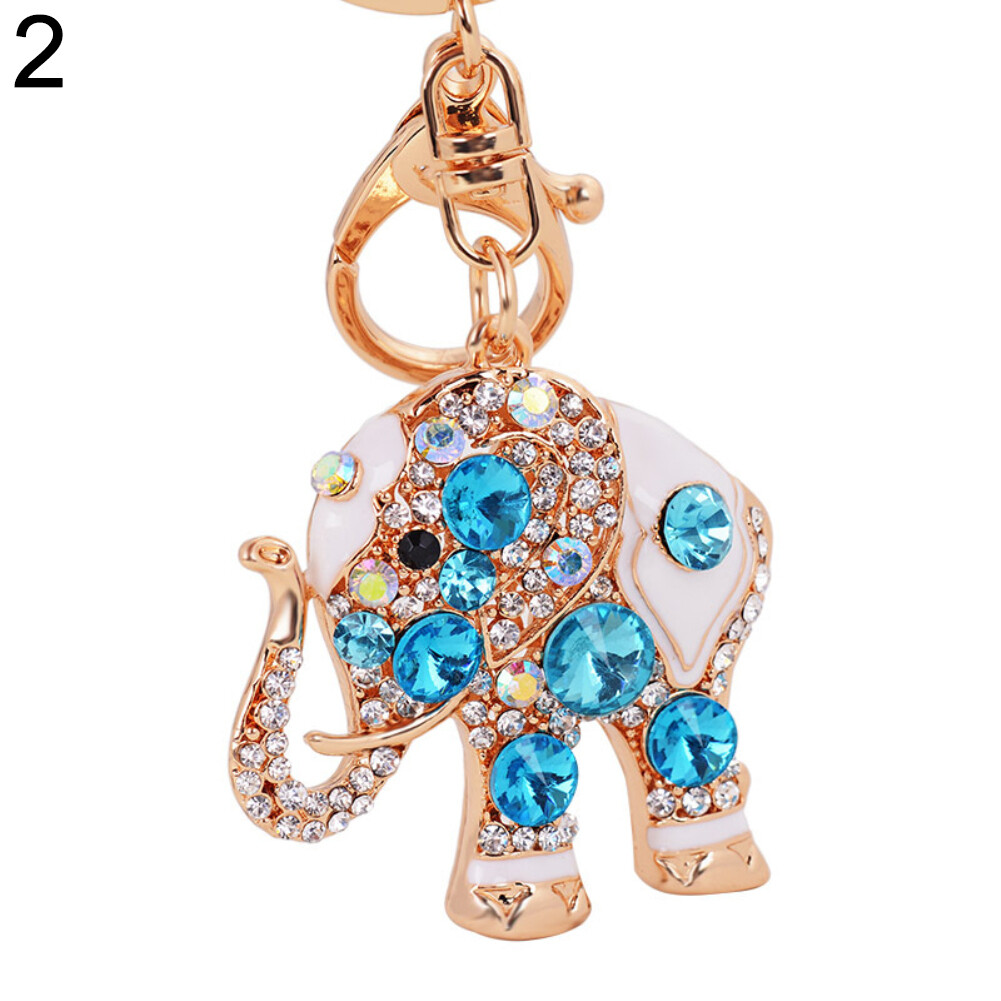 Talent Star Rhinestone Cute Elephant Keychain Key Ring Handbag Charm Pendant Gift
