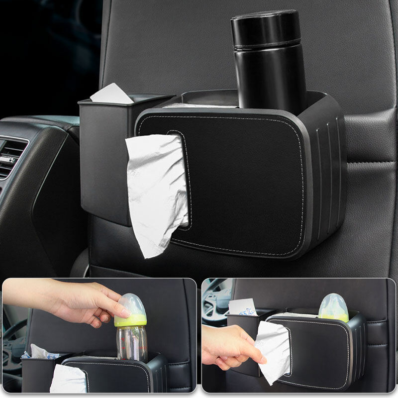 Universal Car Seat Back Storage Box Multifunctional Organizer Hanging Split Trash Can Tissue Holder Drink Holder Car Products