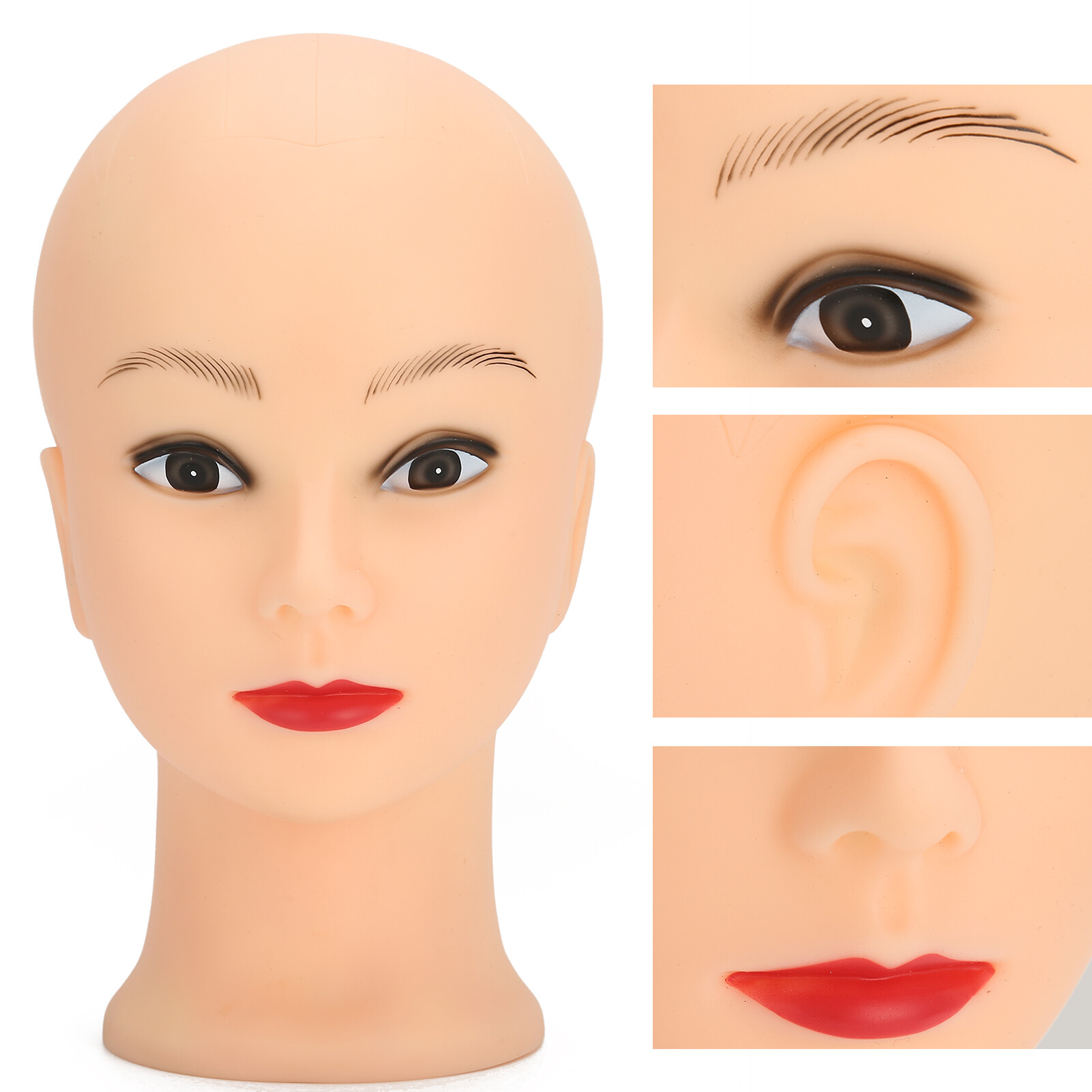 Mannequin Head Makeup Training Practice Wig Hat Display Bald Mannequin Head 49cm There is makeup
