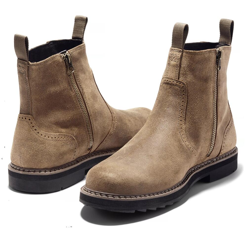 Spring Autumn Men's Chelsea Boots Flock Warm Zip Motocycle Boots Men Comfortable Outdoor Male Shoes Casual Size 39-48 Male Shoes