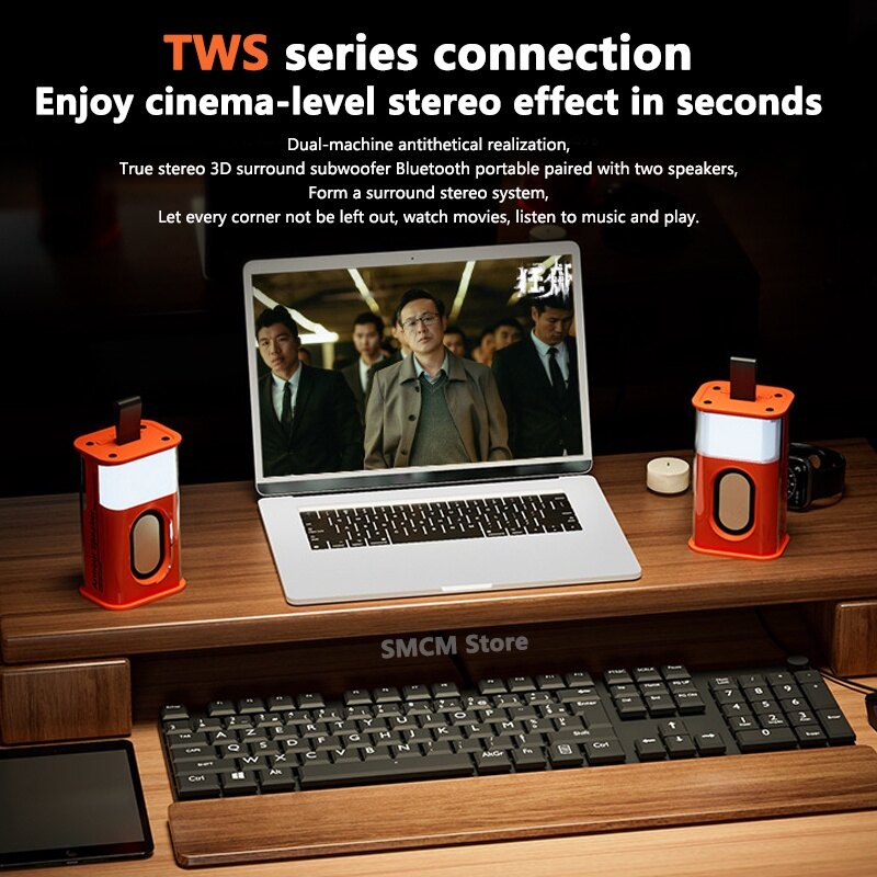 💖Original+FREE Shipping+COD💖 K08 Bluetooth Speaker Transparent Mech Audio TWS Two-Machine interconnection Rhythm Breathing Light 360° Stereo Surround
