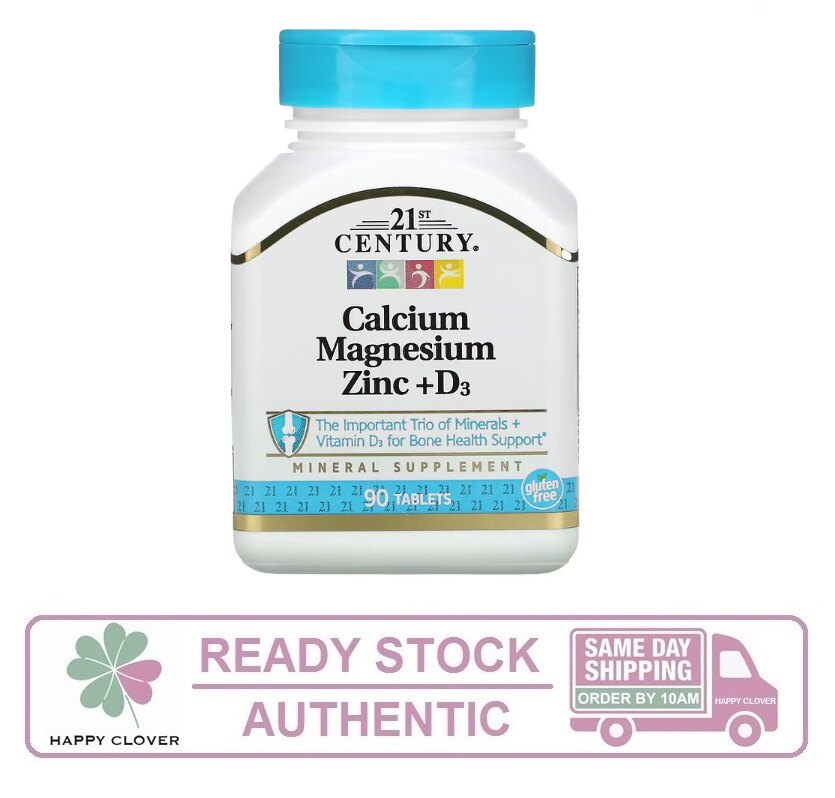 21st Century, Calcium Magnesium Zinc + D3, 90 Tablets (Exp Jul 2026) Lazada