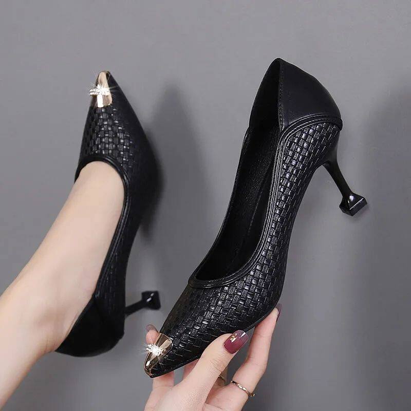 5CM Women Elegant Party Wedding Pumps Pointed High Heels Stiletto All ...