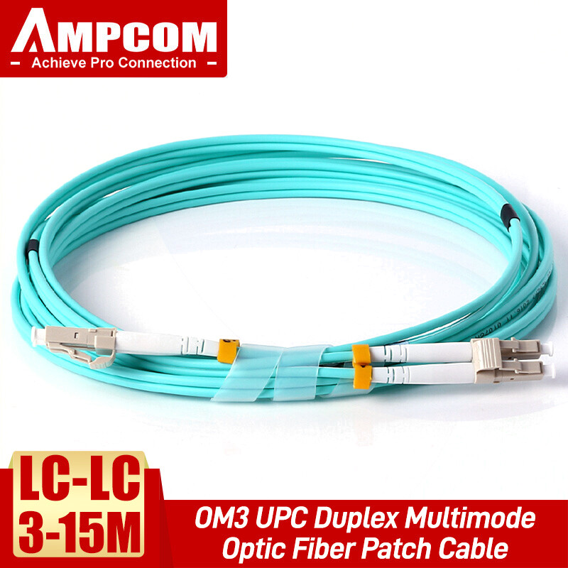 Ampcom om3 fiber optic cables lc-lc10g gigabit fiber optic cables with multimode om3 duplex 50/125 lszh