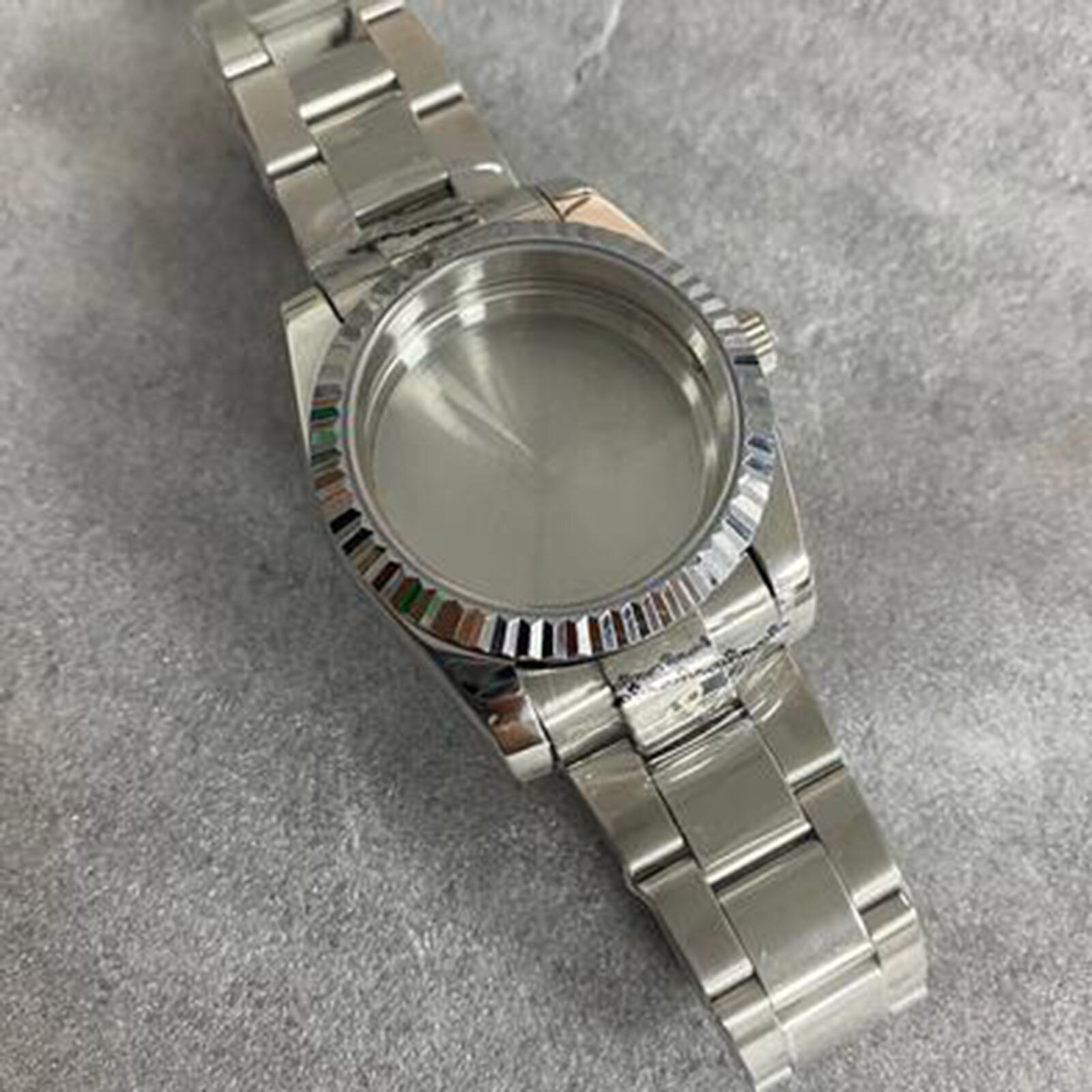 Sapphire Glass Stainless Steel Case Strap Dog Tooth Ring Pattern 36MM for NH35 NH36 Watch Movement