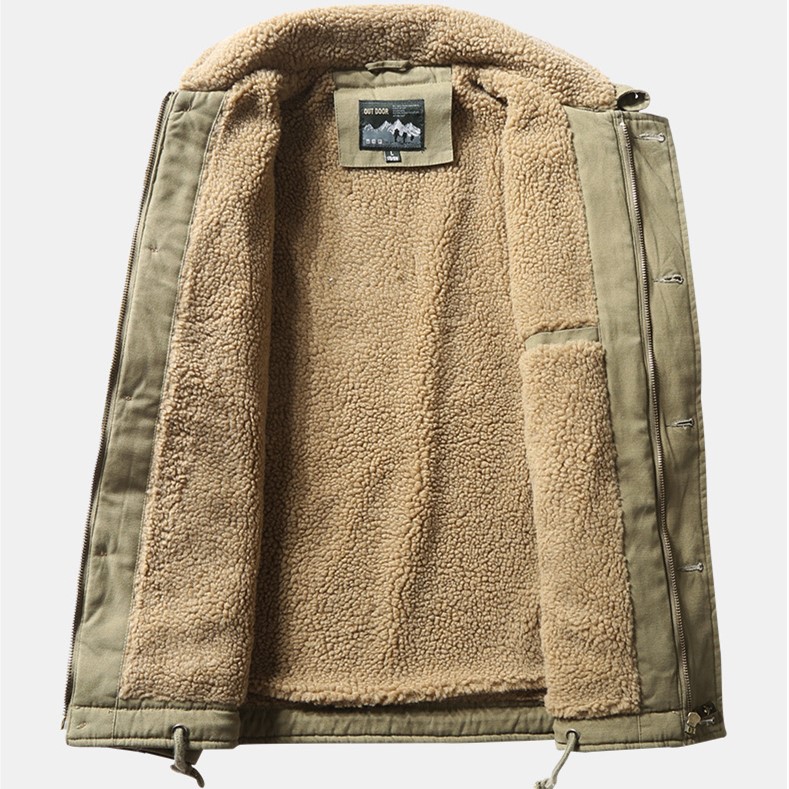 Jacket Men Imitated Lamb Fur Short Jacket Men Winter Thick Fur Collar Plus Fleece Tooling  Jacket Cotton Jacket Clothes YCHION