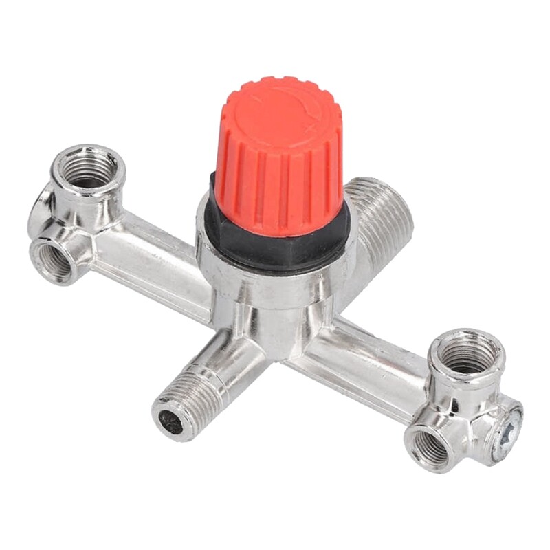 Air Compressor Switch Tube Double Outlet Metal Valve Pressure Nonadjustable Fitting Accessory