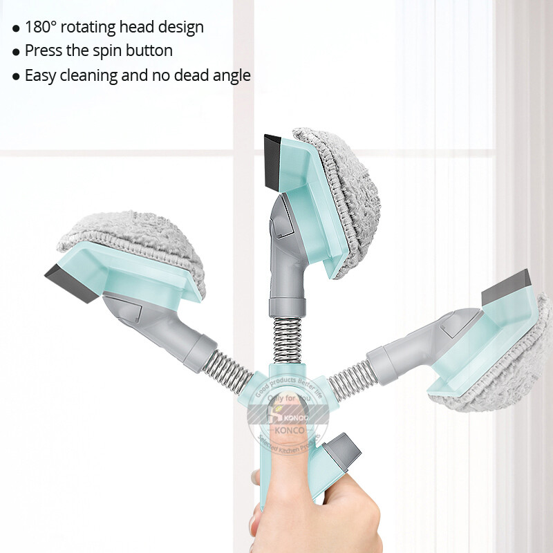 Konco Glass Cleaner Window Squeegee Microfiber Extendable Window Scrubber Telescopic Handle Glass Sponge