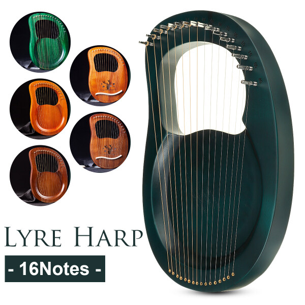 Cờ Lê Điều Chỉnh Lyre Harp Gỗ Gụ 16 Dây, Người Mới Bắt Đầu Nhạc Cụ, Quà Tặng Dây 38.5x27x3cm